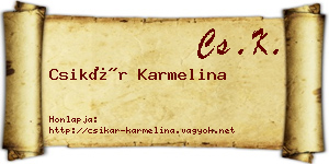 Csikár Karmelina névjegykártya
